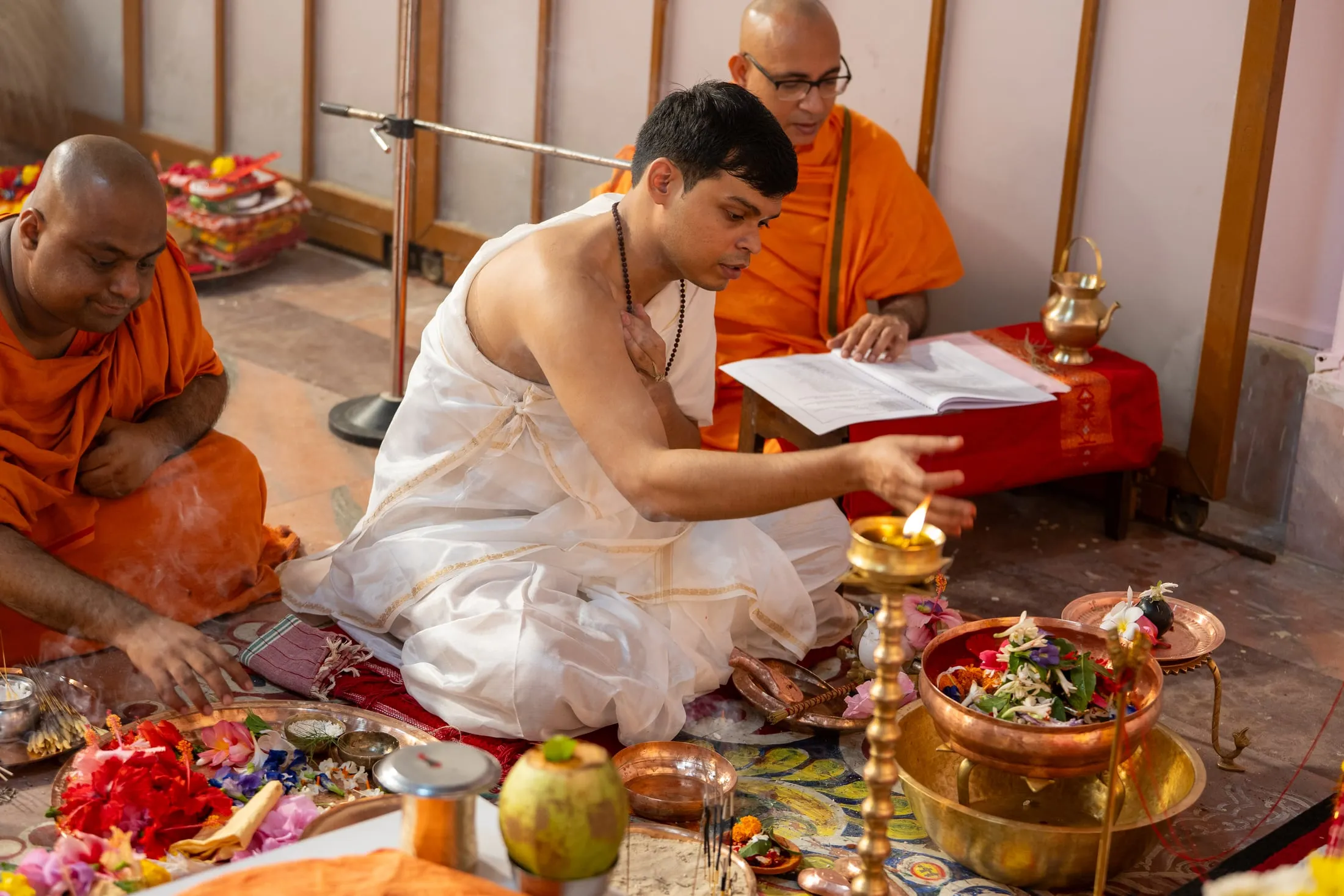 The Durga Puja ritual in progress