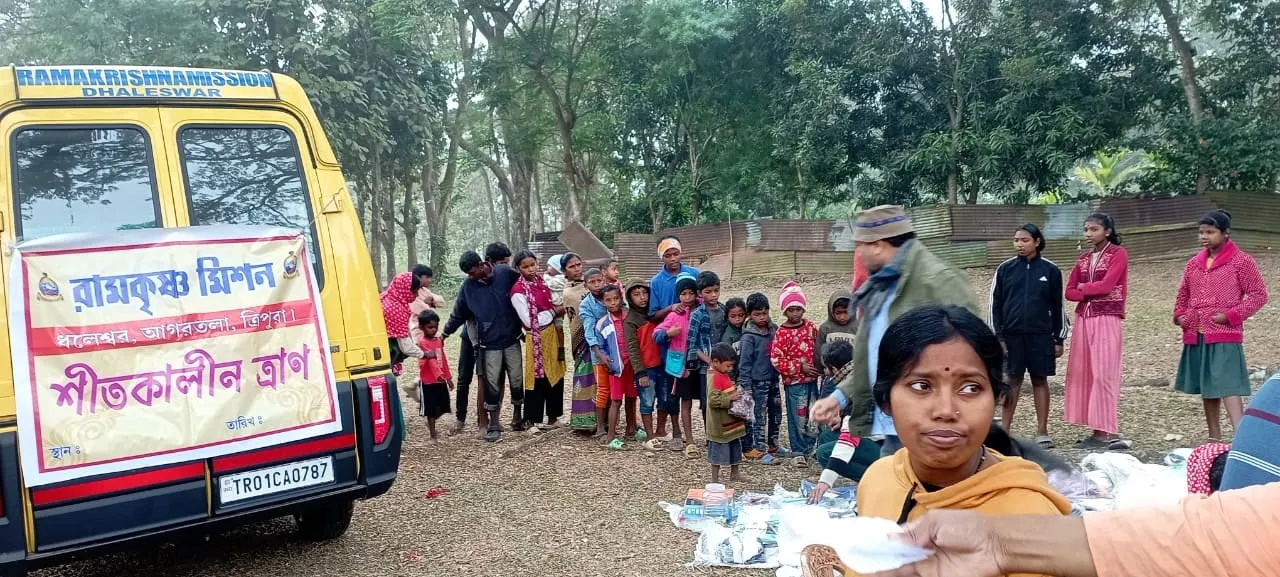 Winter relief being distributed from the Mission van